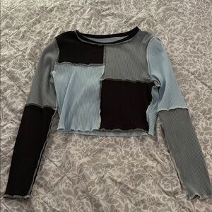 Colorblock Long Sleeve Ribbed Top